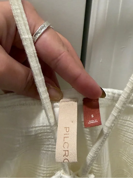 Pilcro Ruched Ribbed Halter In Cream Size S - Picture 6 of 8